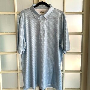 Straight Down Men's XL Golf Polo Blue Purple Geometric Print Stretch Quick Dry